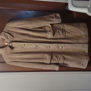 Vintage camel hair wool tailored pea coat MCM 40s 50s winter jacket Denise S/M